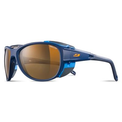 Julbo EXPLORER 2.0 gepolariseerde zonnebril voor volwassenen, uniseks, donkerblauw/fotochroom 2-4, Mat Donkerblauw/Cyaan, One size