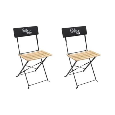 Home Deco Factory - HD7246 - Lot de 2 Chaises Pliante Bella Vita Noir Assise Siege Exterieur Detente Jardin
