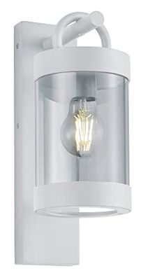 TRIO, Applique, Sambesi 1xE27, max.28,0 W Plastique, Transparent claire, Corps: Fonte daluminium, blanc mat L:12,5cm, H:33,0cm, P:18,0cm Détecteur de crépuscule,Montage au mur,IP44