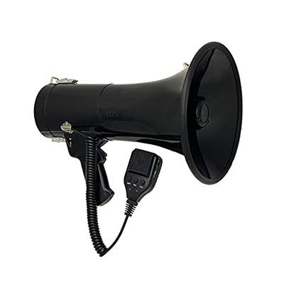 UZI UZI-MP-50W 50-Watt Megafoon met Siren, Verstelbaar Volume en Opname Afspelen, Zwart