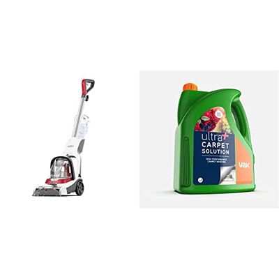 Vax 1-1-142472 Compact Power Plus Carpet Cleaner, White/Red & 1-9-142065 Ultra+ 4L Carpet Cleaner Solution, Green
