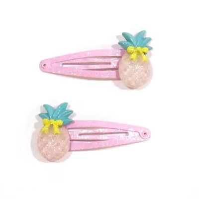 YUKO B - Barrettes Fantaisie Romantic Pineapples Ananas Duo - Barrette à Cheveux Pour Enfant - Barrettes pour Fille - Accessoires Cheveux