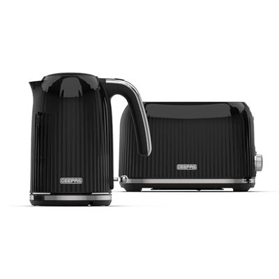 Geepas 2 Slice Bread Toaster & 1.7L Cordless Electric Kettle Combo Set – 1750W Toastie Machine with 7 Browning Control - 3000W Kettle with Auto Shut Off & Boil Dry Protection, Black
