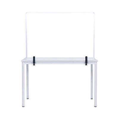 Bi-Office Ecran de protection pour le bureau, en verre 3mm, cadre aluminium, avec pinces de fixation, 90 x 60 cm