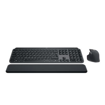 Logitech MX Keys S Combo - Performance draadloos toetsenbord en muis met polssteun,verlichting, snel scrollen, Bluetooth,USB-C, voor Windows/Linux/Chrome/Mac, US International QWERTY indeling, Grijs