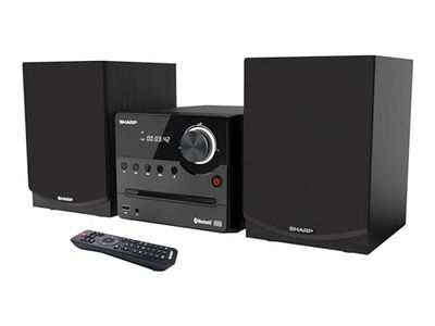 Sharp XL-B512(BK) Microcadena Sound System Estereo con Radio FM, Bluetooth v5.0, CD-MP3, reproducción USB, Altavoces de Madera y 45W Color Negro