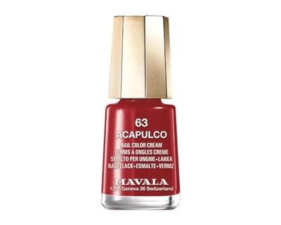 MAVALA - Acapulco Mini cores 63 5 ml, esmalte de unhas pequeno, cor vermelho escuro, minimiza a evaporação, formulado com ingredientes selecionados, prático para transportar
