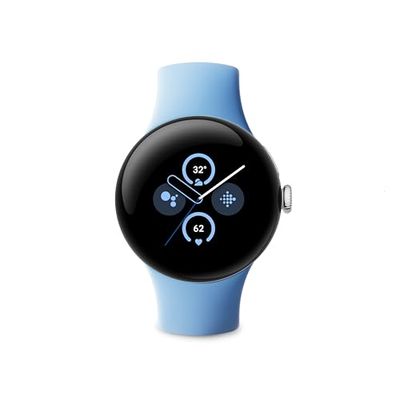 Google Pixel Watch 2 – het beste van Google en Fitbit – hartslagmeting, stressmanagement, veiligheidsfuncties – Android – aluminium behuizing in gepolijst zilver – sportarmband in Bay – WLAN