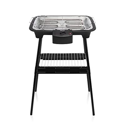 Tristar Barbecue Elettrico BQ-2883, 2000 watt, 28 x 22 cm, Sistema antifumo, Supporto rimovibile, Acciaio, Nero