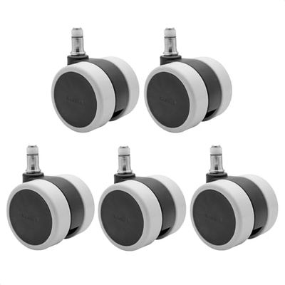 WAGNER 02007661 - Juego de ruedas giratorias para silla de oficina (5 piezas, diámetro de 60 mm, altura de 65 mm, freno intervalo, pasador de 11 x 20 mm, capacidad de carga de 50 kg/rollo)