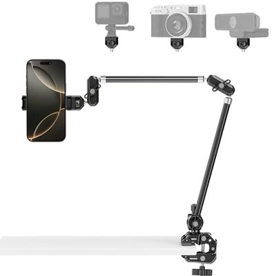 Neewer Bras Magique Articulé 30" avec Super Clamp,Support Bureau Caméra avec Filetage 1/4" 3/8" pour Arri,Griffe Froide et Support Téléphone avec iPhone DSLR Action Camera Video Light,UA056
