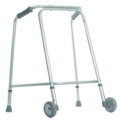 Aidapt Standard Small Adult Adjustable Height Aluminium Lightweight Walking Frame with Wheels and Anti Slip Ferrule Feet to Aid Stability and Confidence when Walking Aid