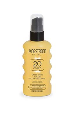 Angstrom Protect Latte solaire en forme de vapeur, protection solaire corps 20+ avec action Hydratante et Durage, indiqué pour les poils sensibles, 175 ml