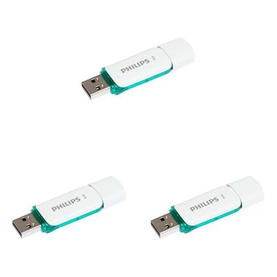 Philips Snow Édition High Speed clé USB 2.0 8 Go pour PC, Ordinateur Portable, Stockage de données informatiques, Vitesse de Lecture jusqu'à 21 Mo/s (Lot de 3)