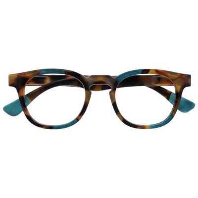 OPULIZE Ava Gafas de Lectura Montura Redonda Favorecedora Marrón Carey Turquesa Lentes Resistentes a Arañazos Bisagras de Muelle Unisex Hombre Mujer R62-Q +3.00