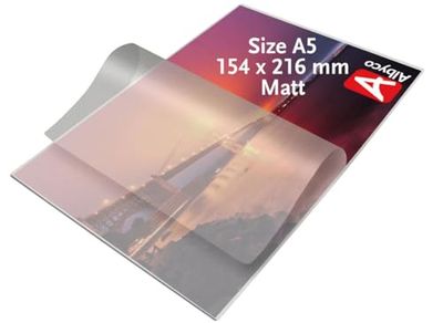 Albyco Pochettes de Plastification MATTE - Pochette Plastifieuse MATTE A5 (154x216mm) - Épaisseur 2x80 (160) Microns, Brillant - Paquet de 100 Pièces- Feuille Plastique - Feuille Plastifieuse A5