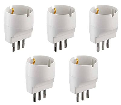 Electraline - 92292 - Conjunto de 5 adaptadores de Schuko para tomada pequena, 10 A, branco, 92292