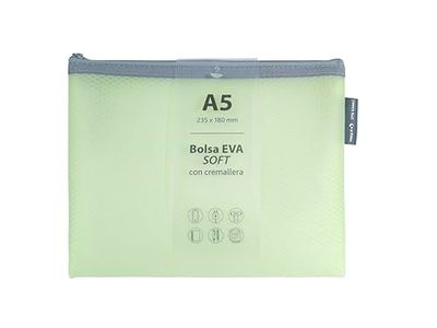 Grafoplás - Bolsa con Cremallera EVA Soft a5, Mint Pastel, Tacto Suave, Zipper Bag Hecha con Goma EVA Transparente, Perfecta para Proteger y Transportar Documentos, Móviles, Tablets o Puzzles