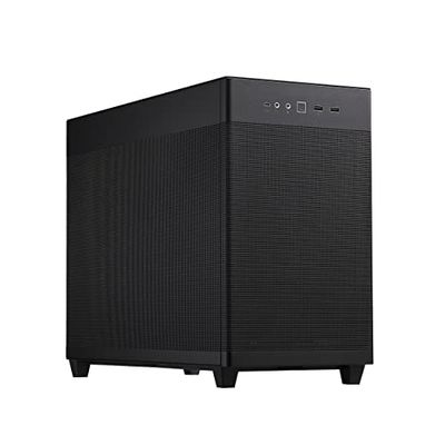 ASUS Prime AP201 Black Edition Chasis MicroATX, Compatible con Refrigeradores de hasta 360 mm, USB 3.2 Gen 2 de Tipo C, Negro
