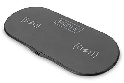 DIGITUS Duo draadloos oplaadpad voor smartphones - 15W uitgangsvermogen - inductief opladen, draadloos opladen - 1m USB-C aansluitkabel - zwart