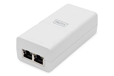 DIGITUS Gigabit Ethernet PoE Injecteur - Active Midspan - PoE Standard 802.3at -30 W PoE Budget - IP40 Standard - 100m Portée - Petit boîtier - Blanc