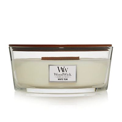 WoodWick vela aromática em forma de elipse, teca branca