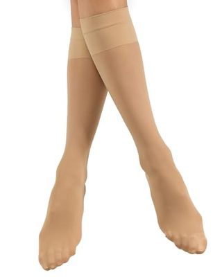Nur Die Women's Knie Vitastütz 40 Den mit Mittlerer Stützwirkung Entlastende Semi-transparente Nylon Fein-kniestrümpfe Breiter Komfortbund Hosiery, Almond, One Size