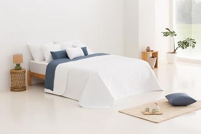 Todocama – Tunt stjärnigt bouto-överkast för vår, sommar, höst och vinter 100% extra mjukt mikrofiber. Multifunktionellt sängöverdrag, säng 140/150/160–250 x 260 cm, vit