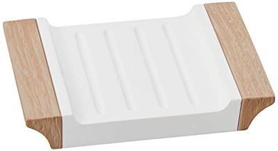 MSV Porte Savon Polyrésine FJORA Beige & Blanc