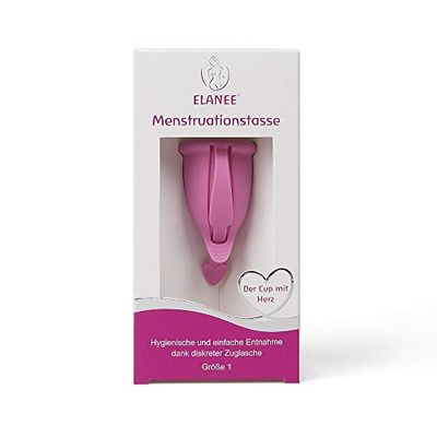 ELANEE Menstruatiebeker maat 1, eenvoudig uitnemen dankzij discrete treklus, inhoud 23 ml (740-00)