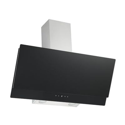 Respekta Campana extractora ahorra espacio / 90 cm/Pantalla de cristal con cubierta de acero inoxidable en negro/Función de extracción y recirculación / CH77090SA / A / 53-66 dB