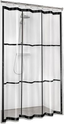 Sealskin Brix, Rideau de douche PEVA, Transparent, Noir, 180 x 200 cm