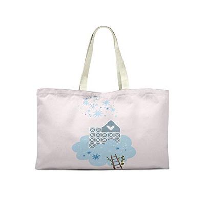Bonamaison Printed Tote Bag, Reusable Grocery Bag, Shopping Bag, Machine Washable, Foldable, Canvas Cloth Bag with Handles, 50x40 Cm