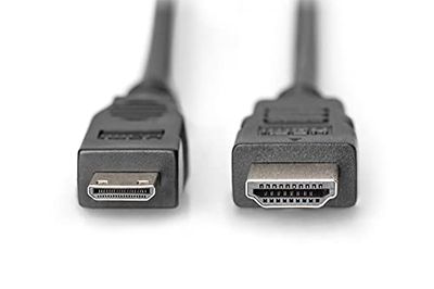 DIGITUS Cabo de conexão HDMI de alta velocidade, Tipo C-A - 2,0 m - Ultra HD 4 k/30 Hz - compatível com TV/beamer/monitor - contactos banhados a ouro - preto