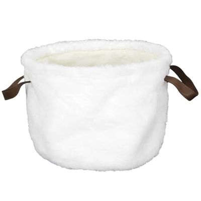HOME DECO FACTORY, RG9332, Panier en Coton Effet Fourrure avec poignées, idéal pour Le Rangement et la décoration, léger et Pratique pour Tous Les espaces, Taille Unique, Blanc et Noir