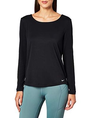 Nike W NK Dry LS Top ELASTIKA T-Shirt à Manches Longues Femme, Black/Black/White, FR : XS (Taille Fabricant : XS)