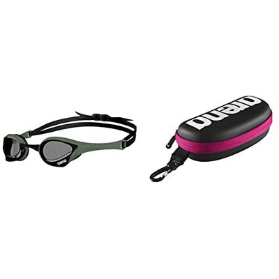 ARENA Cobra Ultra Swipe, Mascherina Unisex-Adulto, Fumo-Esercito-Nero, Taglia Unica & Astuccio per Occhialini da Nuoto, Custodia Occhialini, Astuccio Rigido, Goggle Case, Colore Nero