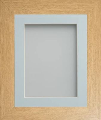 Frame Company Watson Beech Picture Photo Frame fitted with Perspex, 8x8 inch with Light Blue Mount for image size 5x5 inch
