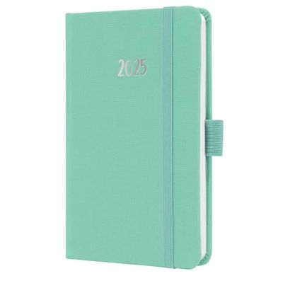 SIGEL J5408 Weekly Planner Jolie 2025, FSC-Certified, 2 Pages = 1 Week, hardcover with a Fabric Surface, Approx. A6, Mint Green, 174 Pages