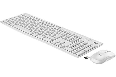 Logitech MK295 Kit met muis en toetsenbord, Silentouch-technologie, numeriek toetsenbord, sneltoetsen, optische tracking, USB-nano-ontvanger, Italiaanse lay-out Qwerty, wit