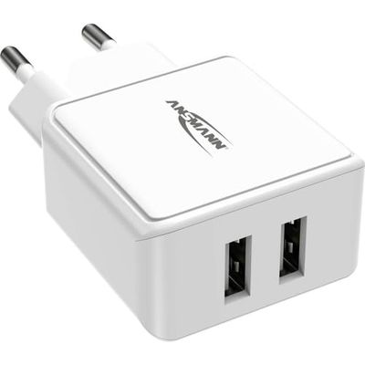 ANSMANN Caricatore USB a 2 porte 2,4 A, con controllo di ricarica Smart-IC, alimentatore particolarmente adatto per iPhone, Samsung Galaxy, Huawei, Xiaomi, Tablet, GoPro, e-book reader, ecc.