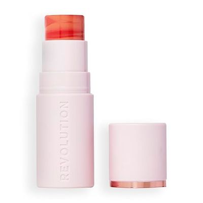 Revolution, Skin Silk Marble Blush Stick, Colorete en Barra con Color Modulable para Mejillas, Ojos y Labios, Fórmula en Crema a Polvo, Vegano y Libre de Crueldad, Sunkissed Apricot, 4.5g