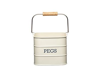 KitchenCraft Living Nostalgia Hanging metal Peg Tin, acessório de armazenamento de metal estilo vintage para pendurar roupas - creme antigo