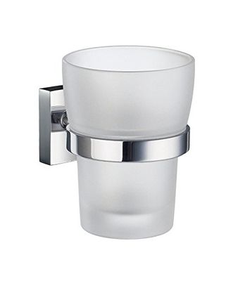 Smedbo Holder with Glass Tumbler, Polished Chrome RK343 House, Silver, 7.5 x 10 x 14.5 cm