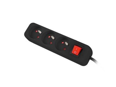 LANBERG 1.5M Black LANTERGE Curve 3X 230V PL with Circuit Breaker, Full Copper