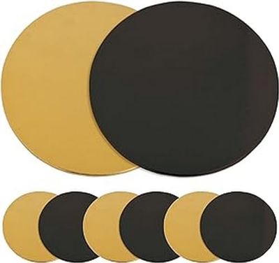 ScrapCooking Ø 24 cm, Conjunto de 6 suportes para bolos cartão reversível dourado base pastéis, bandejas redondas, fabricados em França 5201, preto e dourado, 6