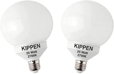 kippen 1414DX - Confezione 2 pezzi di Lampade a Risparmio Energetico Modello Globo, 25 Watt. Luce Calda 2700K. Attacco E27