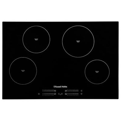 Russell Hobbs 77cm Induction Hob with 4 Cooking Zones, Slider Touch Control, 99-minute Timer, Boost Function, 9 Stage Power Levels, 7000W Power and Automatic Safety Off Switch in Black, RH77IH413B