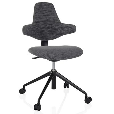 hjh OFFICE Designerskie krzesło biurowe, ergonomicznie ukształtowane, krzesło robocze PALIANO z elastycznym oparciem krzyżowym i regulacją wysokości siedziska, szare