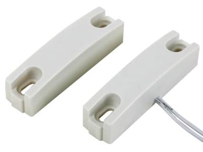 Velleman Contatto magnetico con interruttore reed, NC, per installazione su infissi e/o serramenti, collegamento a filo, bianco